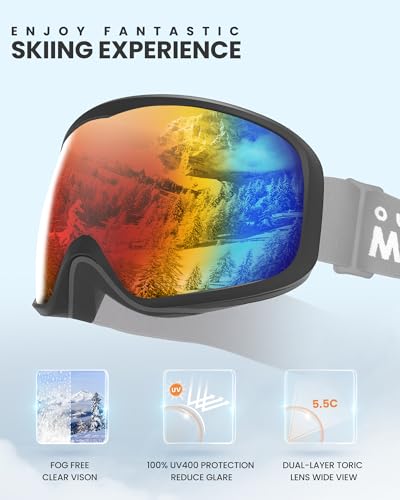 OutdoorMaster Owl Ski Goggles OTG, Snow Snowboard Goggles for Men Women Youth, Anti-Fog, 100% UV Protection - Image 3