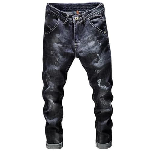 Men Stretch Slim Fit Distressed Streetwear Denim Pants Casual Retro Biker Trousers Hiphop Ripped Jeans4