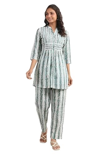 Image of Janasya Women's Pure Cotton Floral Printed Straight Co-ord Set
