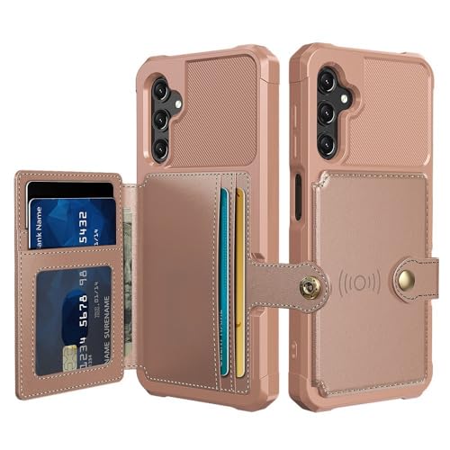 Étui compatible avec Samsung Galaxy A17 or rose portefeuille cuir coque silicone