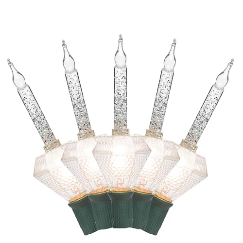 Brite Star 7 Count Bubble Lights, Diamond Shaped Base, Clear Lights with Glitter