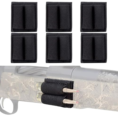 LZAQHMT 6 Piezas 2 Cartuchos Soporte Adhesivo para Balas - Funda para Cargador De Culata para Accesorios De Caza Y Tiro(Matte Black)
