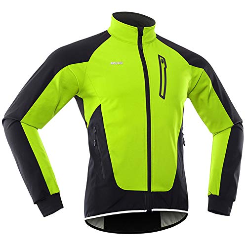 GITVIENAR Fietsjas voor heren, winddicht, waterdicht fietsjack met fleece, warme reflecterende fietskleding voor de winter, thermische jas met lange mouwen voor fietsen, joggen en wandelen - Image 4