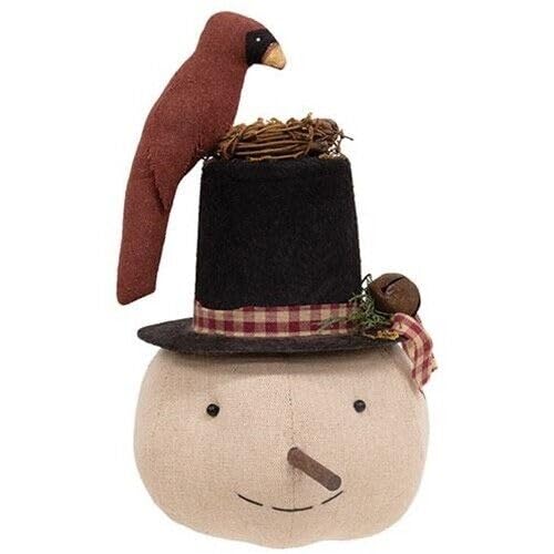 Primitive-Christmas-Cardinal-Bird-Snowman-Head-Make-DO-Stuffed-Doll-Figure-for-Home-Farmhouse-Kitchen-Party-Holiday-Decor Primitive Christmas Cardinal Bird Snowman Head Make DO Stuffed Doll Figure for Home Farmhouse Kitchen Party Holiday Decor