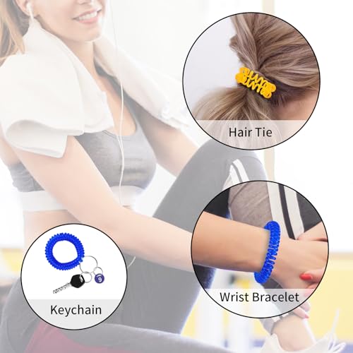 Image of QIUTIMIY 6PCS Wristlet Keychain, Colorful Spiral Coil Hair Tie for Women, Sauna Accessaries Wrist Coil Key Ring Key Holder