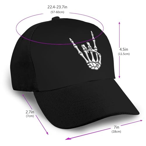 Rock N Roll Skeleton Hand Unisex Classic Adjustable Curved Brim Baseball Cap, Trucker Hat2