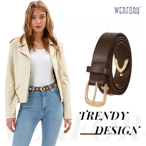 WERFORU Women Studded Leather Belt