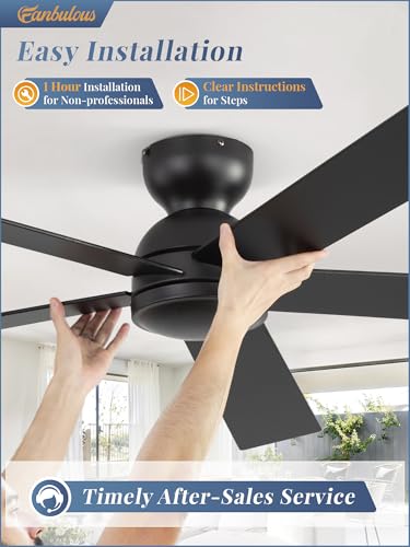Image of Fanbulous 60 Inch Ceiling Fan no Light, Flush Mount Low Profile, Black