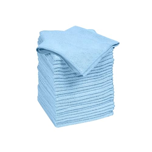 Quickie Microfiber Cleaning Cloth 14 x 14 Inches Blue Pack of 24 Washable and Reusable Ideal for Multi-Surface Indoor/Outdoor Dusting and Polishing