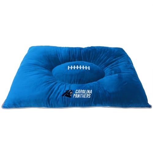 NFL PET BED - Carolina Panthers "Soft & Cozy" Plush Pillow Bed. - FOOTBALL DOG BED. Cuddle, Warm Sports Mattress BED for CATS & DOGS