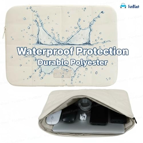 Image of FunBlast Padded Laptop Cover Bag - Laptop Sleeve Bag, Multifunctional Shockproof, Waterproof Laptop Case, 14 Inches Business Bags for Business, Travel, College (Beige)