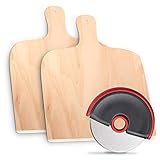 🍕PIZZASCHAUFEL UND -SCHNEIDER IM SET - Packet beinhaltet 2 Pizzaschaufel, 1 Pizzaschneider. Abmessungen des Pizzaschaufels mit Griff: ca. 30X42cm, Materialdicke: 5mm, bei normalem Gebrauch belastbar bis ca. 2,5 kg. Durchmesser des Pizzaschneider: ca. 10.5X10.5cm. Mache Pizza wie vom Italie zu Hause. Mit zwei Pizzaschaufeln kann man immer eine Pizza vorbereiten, während die andere backt und dann schnell wechseln.