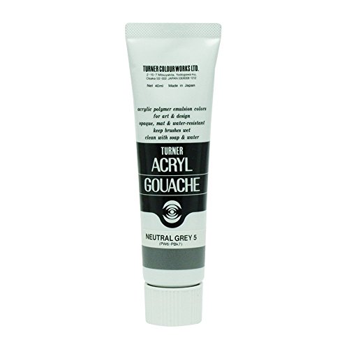 Turner Colour Works Acryl Gouache Artist Acrylic Paint - Single 40 ml Tube - Neutral Grey No.5