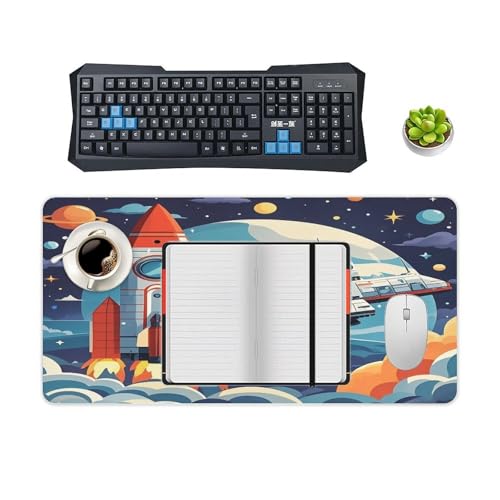 Rocket Clipart Space Ship Desk Pad Large Office Desk Mat miniatura 4