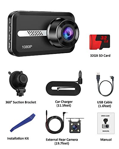 Gmaipop Dash Cam Front And Rear, 1080P Dash Camera For Cars With Sd Card, Dual Dashcams 3" Ips Screen, Dashboard Camera Recorder 170° Wide Angle,Accident Lock,Night Version,Motion Detection #TOP6