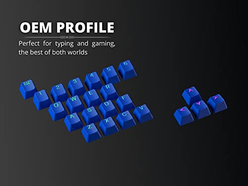 Ranked Zestaw Gumowych Nasadek Klawiszy | Double Shot Półprzezroczysty | Profil OEM dla Mechanicznej Klawiatury do Gier (Ciemnoniebieski, 23 Klawisze)
