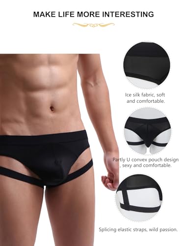 Men's Sexy Briefs Mens Garter Underwear High Elastic Jockstrap Pouch Underwear Low Rise Silk Panties S-XL3