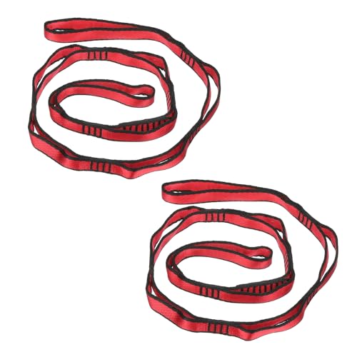PATIKIL Correas Daisy Chain, Paquete de 2 Correas de Escalada Resistentes Ajustables de Nylon con 8 Lazos para Columpio de Hamaca de Yoga Aéreo, Rojo