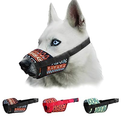MUROM Dog Muzzle Small Medium Large Soft Breathable Pattern Print Pet Muzzles Puppy Mouth Cover Anti Biting Barking (Tribal, M/L)