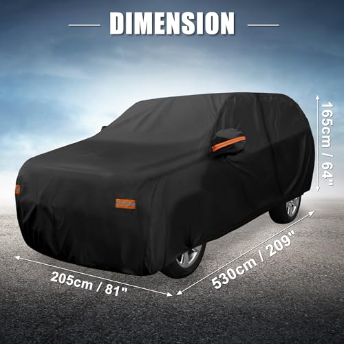 Image of X AUTOHAUX Car Cover for Chevrolet Tahoe 4 Door 2007-2020 Aluminum Film Outdoor Waterproof Sun Rain Snow Hail Protection with Driver Door Zipper