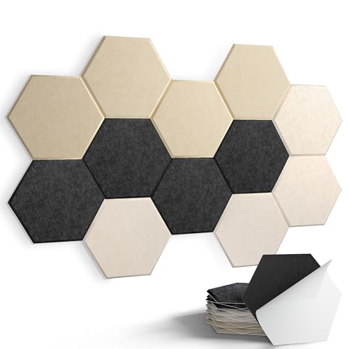 Image of Acoustic Panels, Magrowill 12-Pack Soundproof Wall Panels 14 X 12 X 0.4 Inches, Sound Absorbing Panels with Full Self-Adhesive, Interior Wall Decor Felt Tiles Board