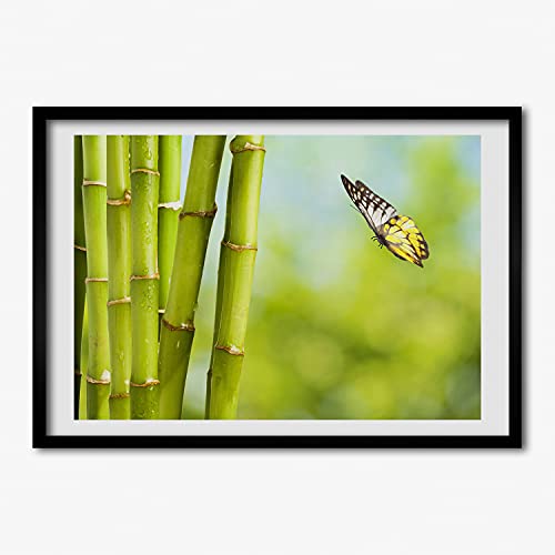 Cadre en bois 70x50 cm avec peinture moderne de bambou pour une décoration de salon zen