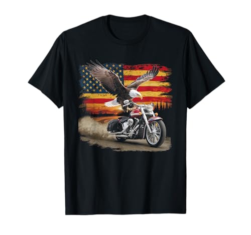 American Flag Retro Biker T-Shirt
