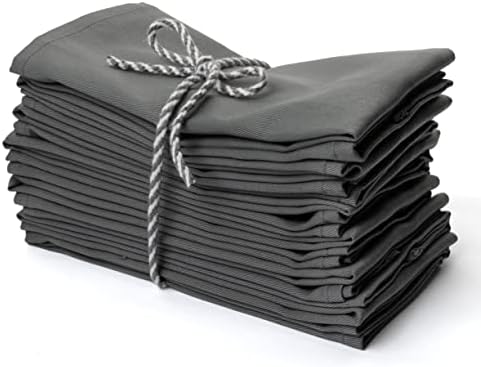 Kitchen Cloth Napkins 12 Pack 18X18 Inches Cotton Blend Soft Fabric with Hemmed Edges, Grey Dinner Napkins Washable Reusable and Durable Linen Napkins for Parties Table Setting Decor (Gray) by PERLLI