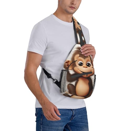 Sling Bag para hombres y mujeres con diseño mono miniatura 7