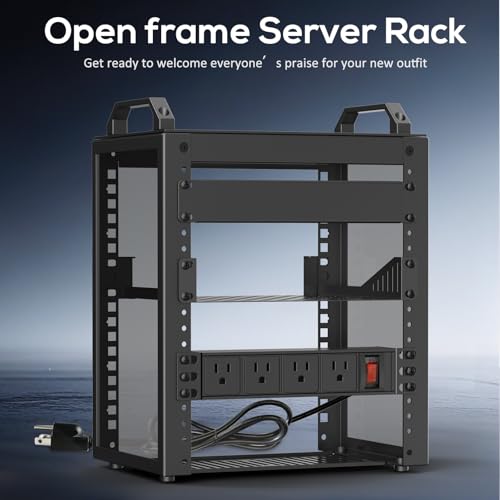Image of 10Inch Mini Server Rack,6U Network Rack with Rack PDU Power | Depth of 7.87 inches. Suitable for IT Equipment, Networks, Servers, Audio and Video Equipment.