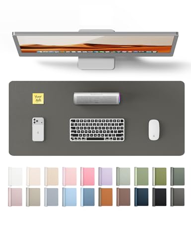 Image of YSAGi Leather Desk Protector, Office Mat, Large Mouse Mat, Non-Slip PU Leather Blotter, Laptop Desk, Waterproof Writing Pad for Office and Home (Dark Grey, 23.6 inch x 13.8 inch)