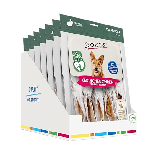 DOKAS Kaninchenohren – Getreidefreier Premium Snack aus 100% Kaninchen für Hunde