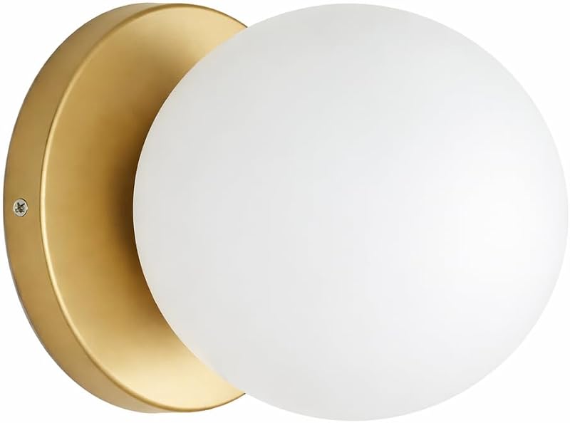 Arandela De Parede Jabuticaba Globo Leitoso 10cm Com Led (Dourada)
