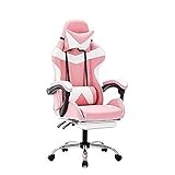 Chaise de jeu ergonomique à dossier haut recouverte de cuir respirant de qualité supérieure et coussin lombaire réglable librement protégeant votre colonne vertébrale.