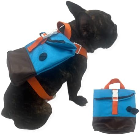 Dog Backpack for Dogs to Wear - Cute Dog Backpack Harness for Small / Medium Dogs - Dog Backpacks Puppy Treat Bag with Adjustable Harness and Built-in Poop Bag Dispenser (Bigger, Electric Blue)