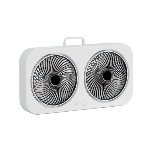 Genérico Ventilador de Mesa - Doble Cabezal con de Enfriamiento - Funcionamiento Silencioso, Recargable USB Y Colgable Para Dormitorio, Gimnasio, Habitación Infantil Y Tienda De Campaña