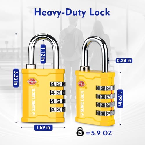 Cadenas de voyage entièrement en métal jaune à code 4 chiffres