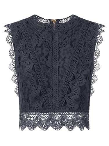 Haut en dentelle femme caraco chic haut sans manche vêtement tendance