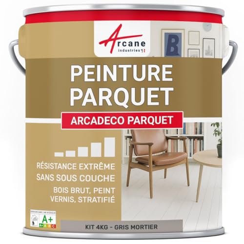 ARCANE INDUSTRIES Peinture pour parquet Bois, stratifié - 4 kg Gris Mortier - RAL 060 60 05