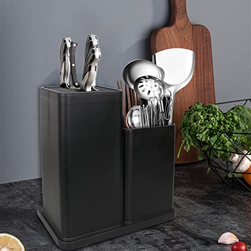 Universal Knife Holder Block, Yimerlen Plastic Knife Holder Storage Multi-Functional, Kitchen Knife Storage Utensils Organizer For Countertop (With Cleaning Brush) #TOP5
