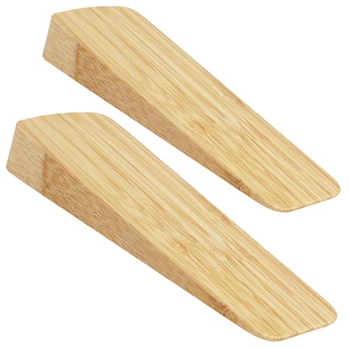 Image of Bamboo Rubber Door Stop 2 Pack, Door Stoppers for Floor, Door Stops Indoors, Door Wedge, Non-Slip Rubber Door Stopper, Door Wedges Indoors, Ideal for All Floor Types