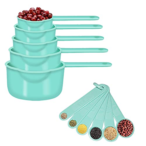 Measuring Cups and Spoons Set - 11 Pcs Premium Kitchen Measuring Tool, for Measuring Dry and Liquid Ingredients, Including 6 Measuring Spoons and 5 Measuring Cups (Light Green)