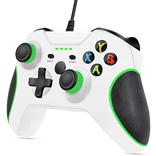 Game Controller for Xbox One, EIFFTER USB Wired PC Gamepad Compatible with Xbox One One S One X Elite Windows 7 8 10 (White)
