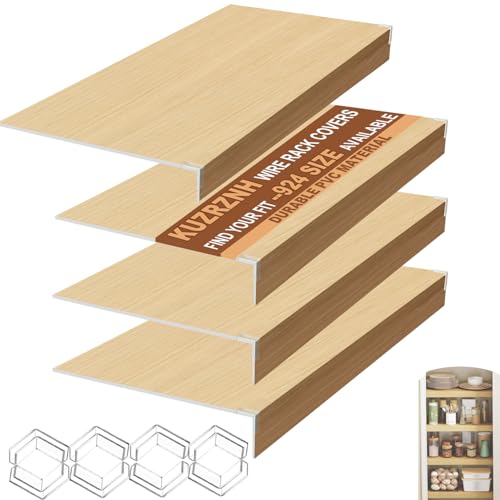 Wire Shelf Covers Set of 4, 45x12x3 in, Durable PVC Shelf Cover for Wire Shelving Pantry, Kitchen Faux Wood Rack Covers, Moisture-Resistant & Easy-to-Clean Organizer Liners, Original Wood