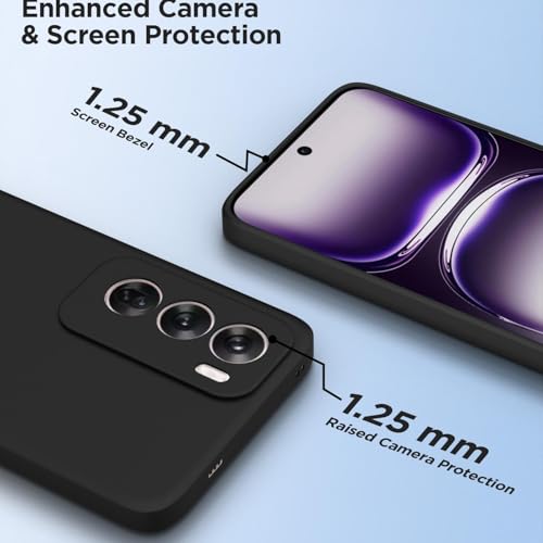 Image of Outlouders Back Cover for Oppo Reno 12 5G | Camera Protection | Durable Soft Matte Silicone Bumper Case (Black)