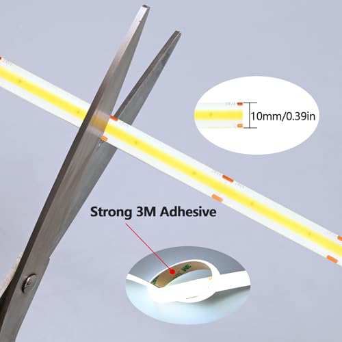 Image of GOMING 24V Super Bright COB LED Strip Cool White 6000K IP65 Waterproof | 16.4ft(5M) 621LM /FT 14.5W /M CRI 93+ High Density 480LED /M LED Tape Lights for DIY Home Decor(Power Supply not Included)