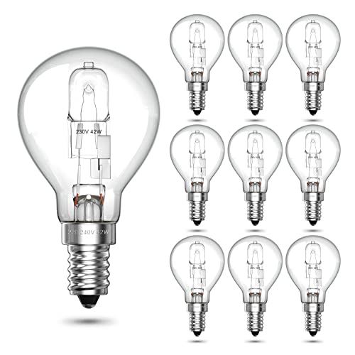 Lustaled 10-Pack SES E14 Golf Ball Bulb Dimmable, 42W G45 Small Edison Screw Globe Light Bulb 240V Classic Mini Globes Clear Round Light Bulbs Warm White 2700K