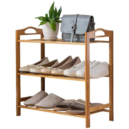 Sapateira Tripla de Bambu Organizador Estante com 3 Prateleiras