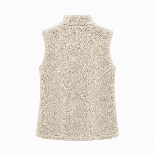 Womens Sherpa Fleece Vest Zip Front Stand Collar Pockets Casual Fall Layer - image 5