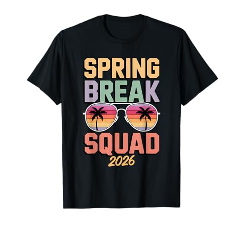 Spring Break Squad 2026 Tropical Sunset Sunglasses Beach T-Shirt